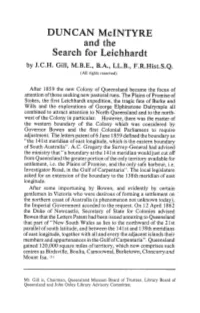 DUNCAN Mcintyre and the Search for Leichhardt by J.C.H