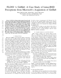 Github: a Case Study of Linux/BSD Perceptions from Microsoft's