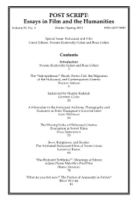 POST SCRIPT: Essays in Film and the Humanities Volume 32, No