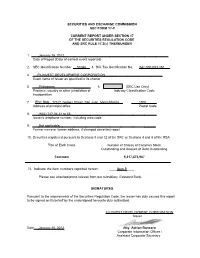 Securities and Exchange Commission Sec Form 17-C