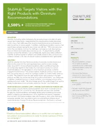 Stubhub Targets Visitors with the Right Products with Omniture Recommendations