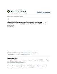 Suicide Postvention : How Can We Improve Existing Models?