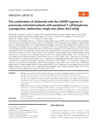 The Combination of Chidamide with the CHOEP Regimen in Previously