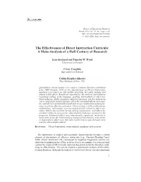 The Effectiveness of Direct Instruction Curricula: a Meta-Analysis of a Half Century of Research