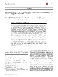 White Paper Recommendations for the Development and Validation Of