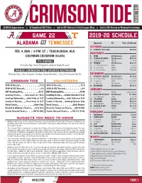2019-20 Schedule Game 22