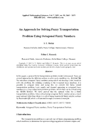 An Approach for Solving Fuzzy Transportation Problem Using
