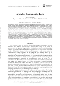 Aristotle's Demonstrative Logic