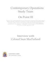 Contemporary Operations Study Team on Point