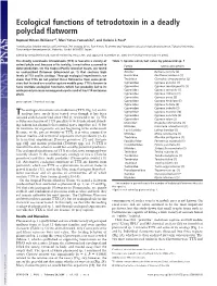 Ecological Functions of Tetrodotoxin in a Deadly Polyclad Flatworm