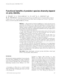 Functional Benefits of Predator Species Diversity Depend on Prey Identity