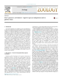 Host–Parasite Coevolution—Rapid Reciprocal Adaptation and Its