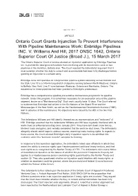 Ontario Court Grants Injunction to Prevent Interference with Pipeline Maintenance Work: Enbridge Pipelines INC