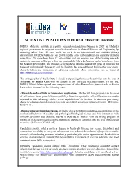 SCIENTIST POSITIONS at IMDEA Materials Institute