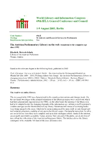 The Austrian Parliamentary Library on the Web: Transition to the Computer Age Since 1992