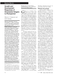 Growth and Development Responses of Ornamental Gingers To