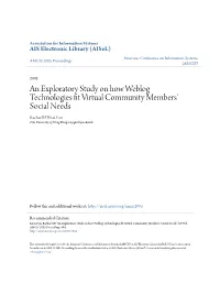 An Exploratory Study on How Weblog Technologies Fit Virtual Community