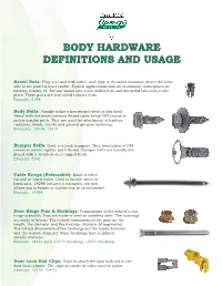 Body Hardware Definitions and Usage