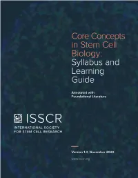Core Concepts in Stem Cell Biology: 1 Syllabus and Learning Guide
