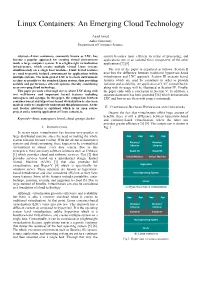 Linux Containers: an Emerging Cloud Technology