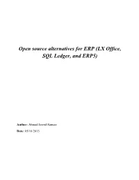 Open Source Alternatives for ERP (LX Office, SQL Ledger, and ERP5)