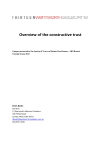 Overview of the Constructive Trust