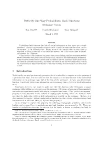 Perfectly One-Way Probabilistic Hash Functions (Preliminary Version)