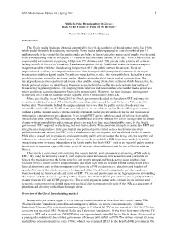 Public Service Broadcasting in Greece: Back to the Future Or Point of No Return?I