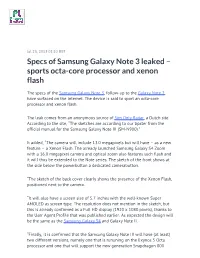 Specs of Samsung Galaxy Note 3 Leaked – Sports Octa-Core Processor and Xenon Flash