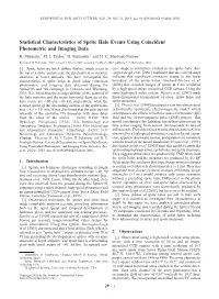 Statistical Characteristics of Sprite Halo Events Using Coincident Photometric and Imaging Data R