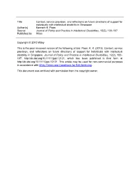 Title Context, Service Provision, and Reflections on Future Directions of Support for Individuals with Intellectual Disability I