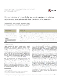 Characterization of Extracellular Polymeric Substance Producing Isolates from Wastewaters and Their Antibacterial Prospective