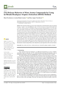 Oral Release Behavior of Wine Aroma Compounds by Using In-Mouth Headspace Sorptive Extraction (HSSE) Method