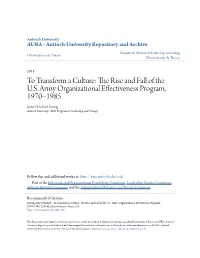 The Rise and Fall of the US Army Organizational Effectiveness