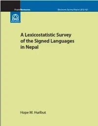 A Lexicostatistic Survey of the Signed Languages in Nepal