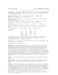 Lanthanite-(Ce) (Ce, La, Nd)2(CO3)3 • 8H2O C 2001-2005 Mineral Data Publishing, Version 1