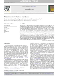 Metabolic Control of Hyaluronan Synthases