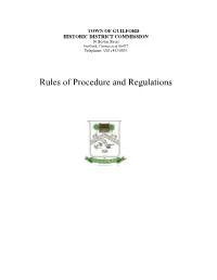 Rules of Procedure and Regulations