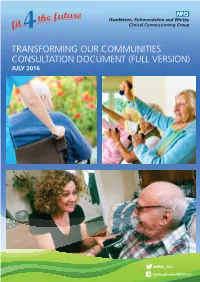 Transforming Our Communities Consultation Document (Full Version) July 2016