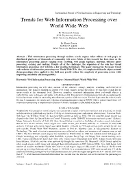 Trends for Web Information Processing Over World Wide Web