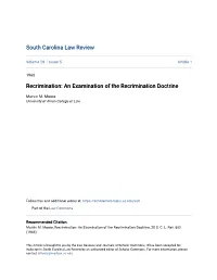 An Examination of the Recrimination Doctrine