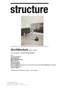 Architecture of Pascal Rambert
