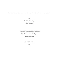 Biblical Worldview Development While Learning Origins Science