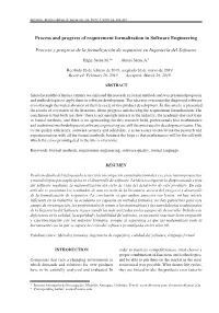 Process and Progress of Requirement Formalization in Software Engineering