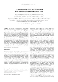 Expression of Wnt5a and Wnt10b in Non-Immortalized Breast Cancer Cells