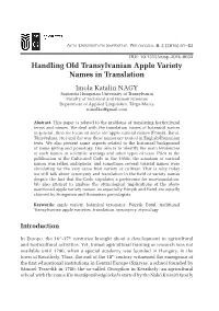 Handling Old Transylvanian Apple Variety Names in Translation