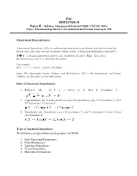 SEMESTER-II Functional Dependencies