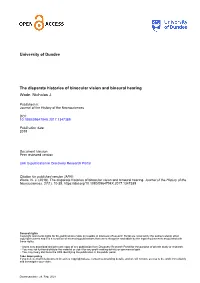 University of Dundee the Disparate Histories of Binocular Vision And