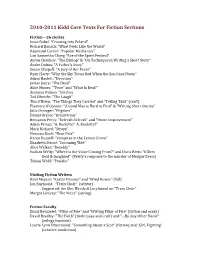 2010-2011 Kidd Core Texts for Fiction Sections