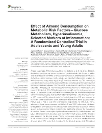 Effect of Almond Consumption on Metabolic Risk Factors